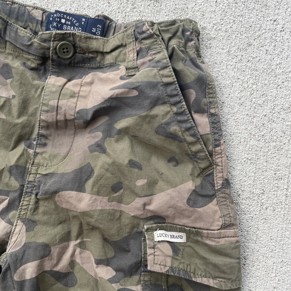 Boys Lucky Brand Camo Cargo Shorts Size M 10-12 Green Adjustable‎ Waist Pockets - Picture 2 of 9